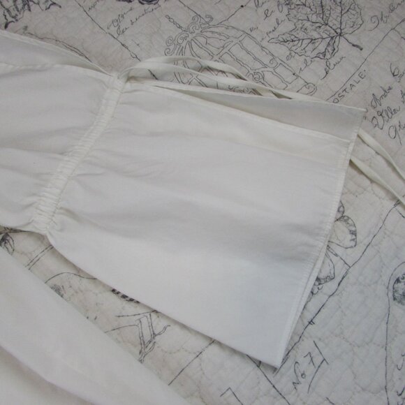 Lafayette 148 Womens stretch cotton White V Neck Tunic Top Bell Slv Tie L - Picture 3 of 5